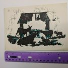 Sunshine Line Christmas Vintage Card *USED* Nativity Scene Animals Around Manger