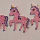 Pink/Purple Unicorn Button Lot of 5 Matching Painted Wood 2-Hole Buttons