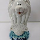 Singapore Souvenir Mer-lion Lion Mermaid Ceramic Coin Bank white/blue 6.5"