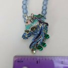 Rhinestone & Enamel Blue/Teal Horse Pony Head Necklace Pendant *READ*
