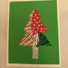 Christmas Holiday Card Tree - picture made of shiny gift ribbon