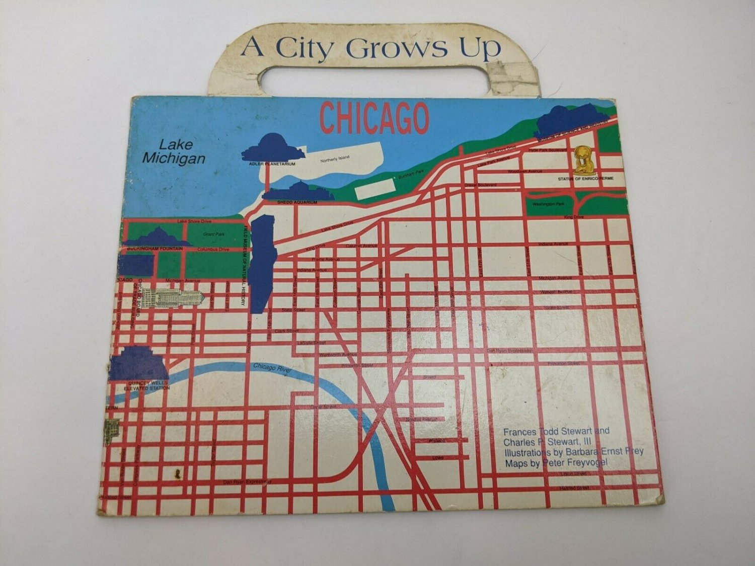 Chicago A City Grows Up Stick & Learn Book VTG 1991 City Map & Illustrations
