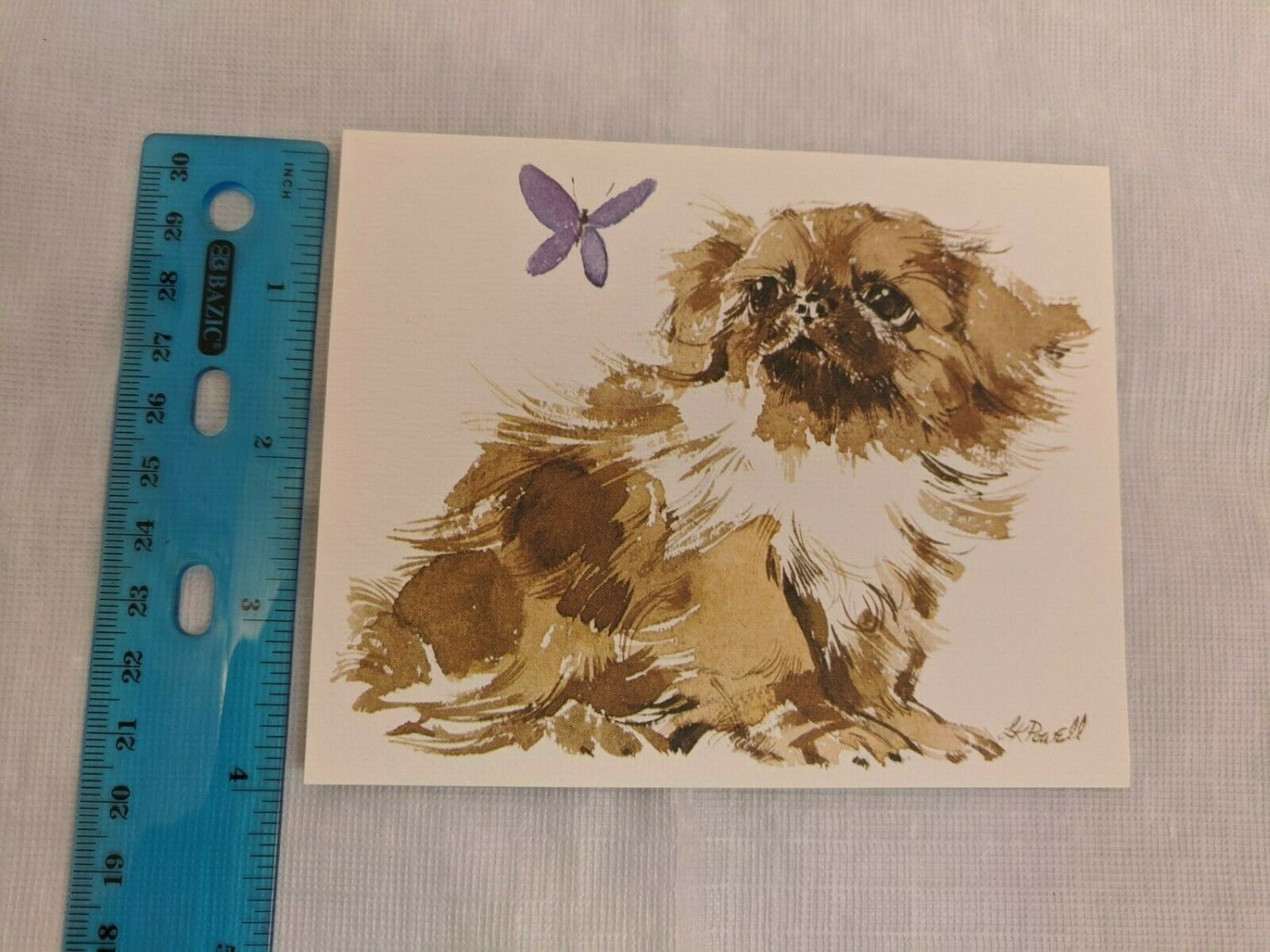 VTG Current Blank Note Card Pekinese Puppy Dog by Linda K Powell