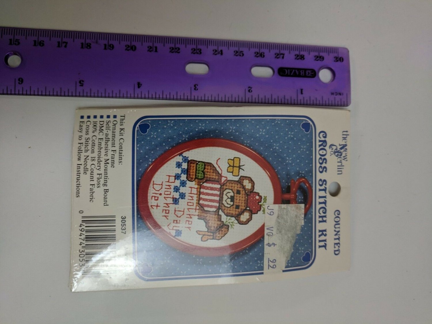 New Berlin Co. Counted Cross Stitch Mini Kit w/ Frame Bear Another Day, Diet