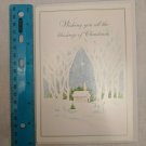 Christmas Card Snowy Country Church Peaceful White/Blue/Silver