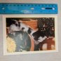 Blank Note Card Black & White Kitten w/ Flower Pots