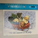Merry Christmas Card Puppies in Sleigh Art by Avril Haynes Season to be Jolly