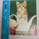 Friendly Thoughts VTG Card Kitten in Tea Pot, Flowers