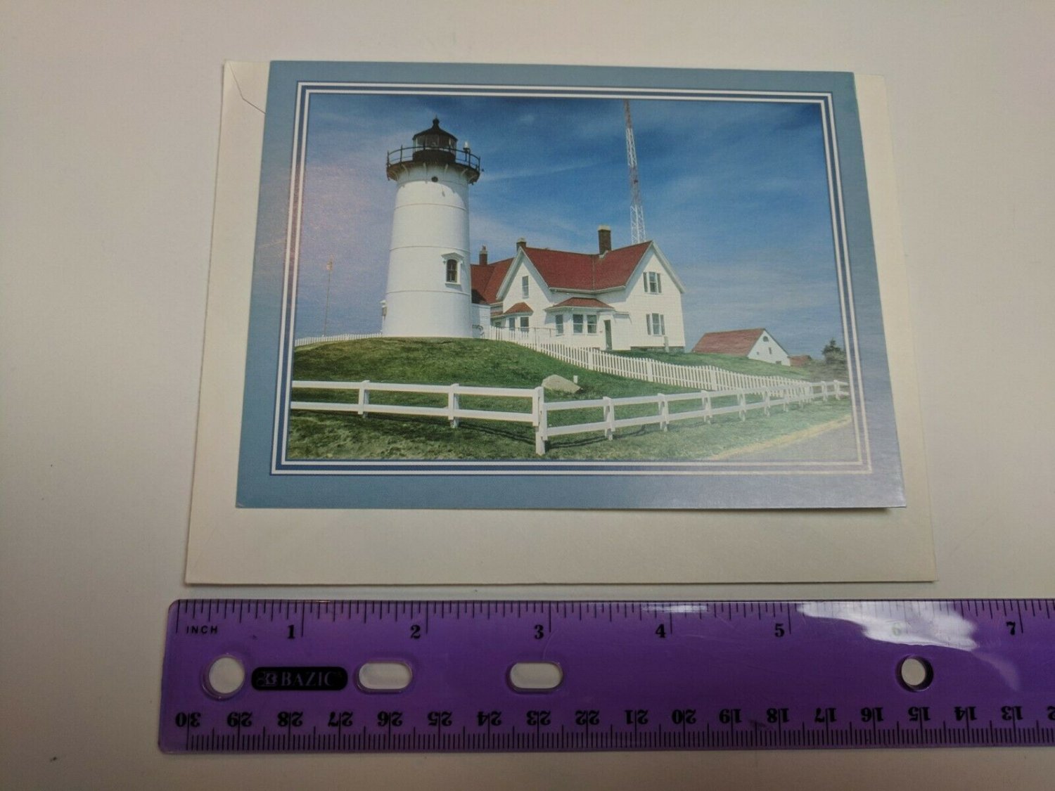 Nobska Lighthouse, Woods Hole MA, Allan Wood Photo VTG Note Card Unused