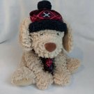 GT Gentle Treasures Tan Puppy Dog w/ Burgundy/Navy Blue Hat & Scarf Plush