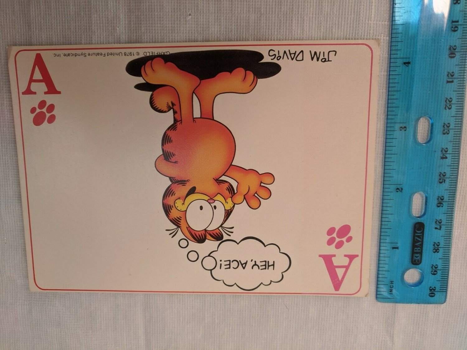 Jim Davis Garfield Car Postcard Hey Ace! Playing Card Unused