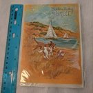 VTG 1970's Greeting Card Happy Birthday Uncle Sailboats, Dogs chasing ball
