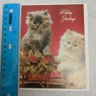 Christmas Holiday Greetings VTG Card Fluffy Persian Kittens