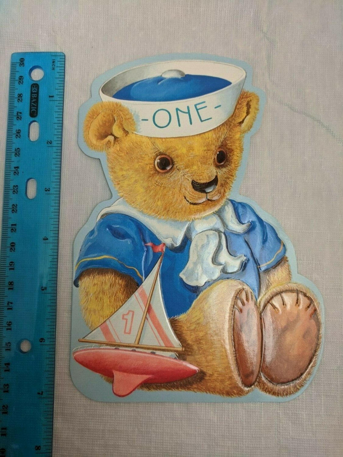 Image Arts First Birthday Card Sailor Teddy Bear & Toy Boat
