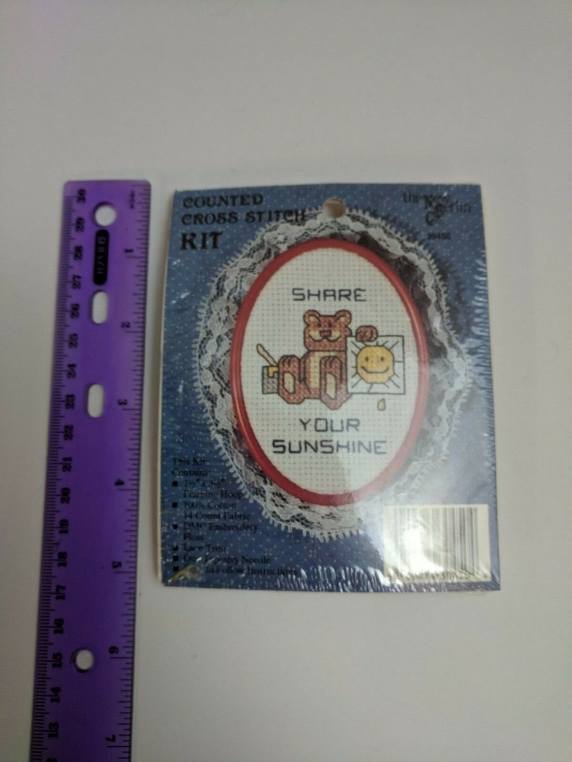 New Berlin Co. Counted Cross Stitch Mini Kit w/ Oval Frame Bear, Sunshine