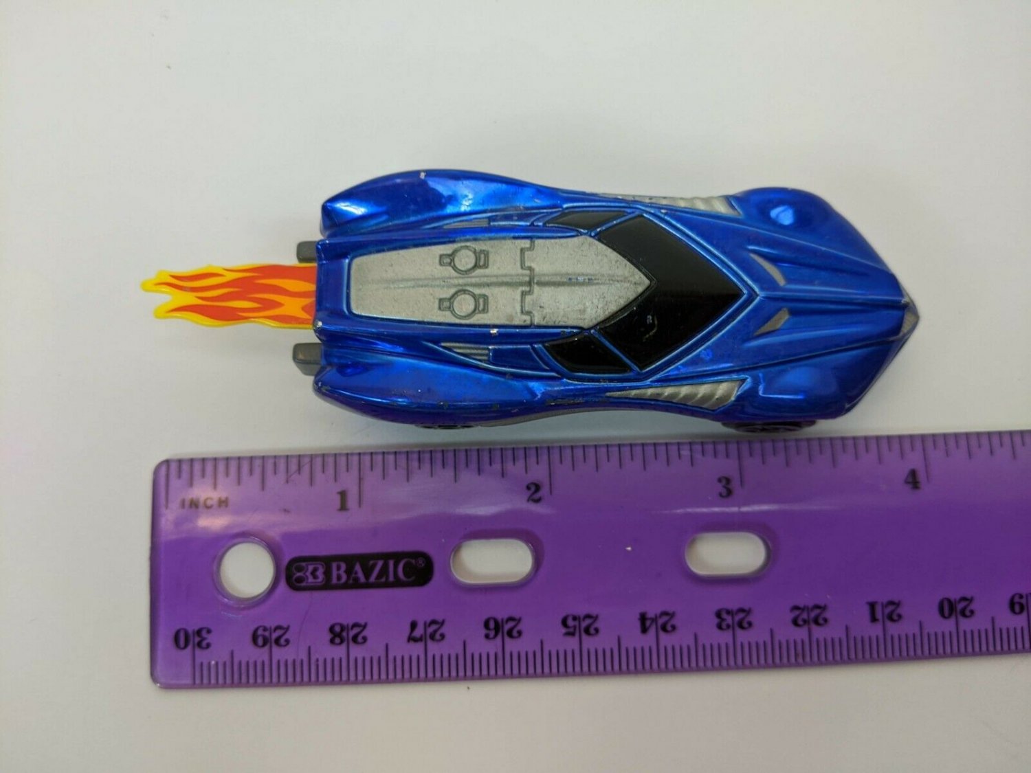 Irwin Toy 2001 BKC Metallic Dark Blue Car w/ Flame 3" Long *Junkyard*