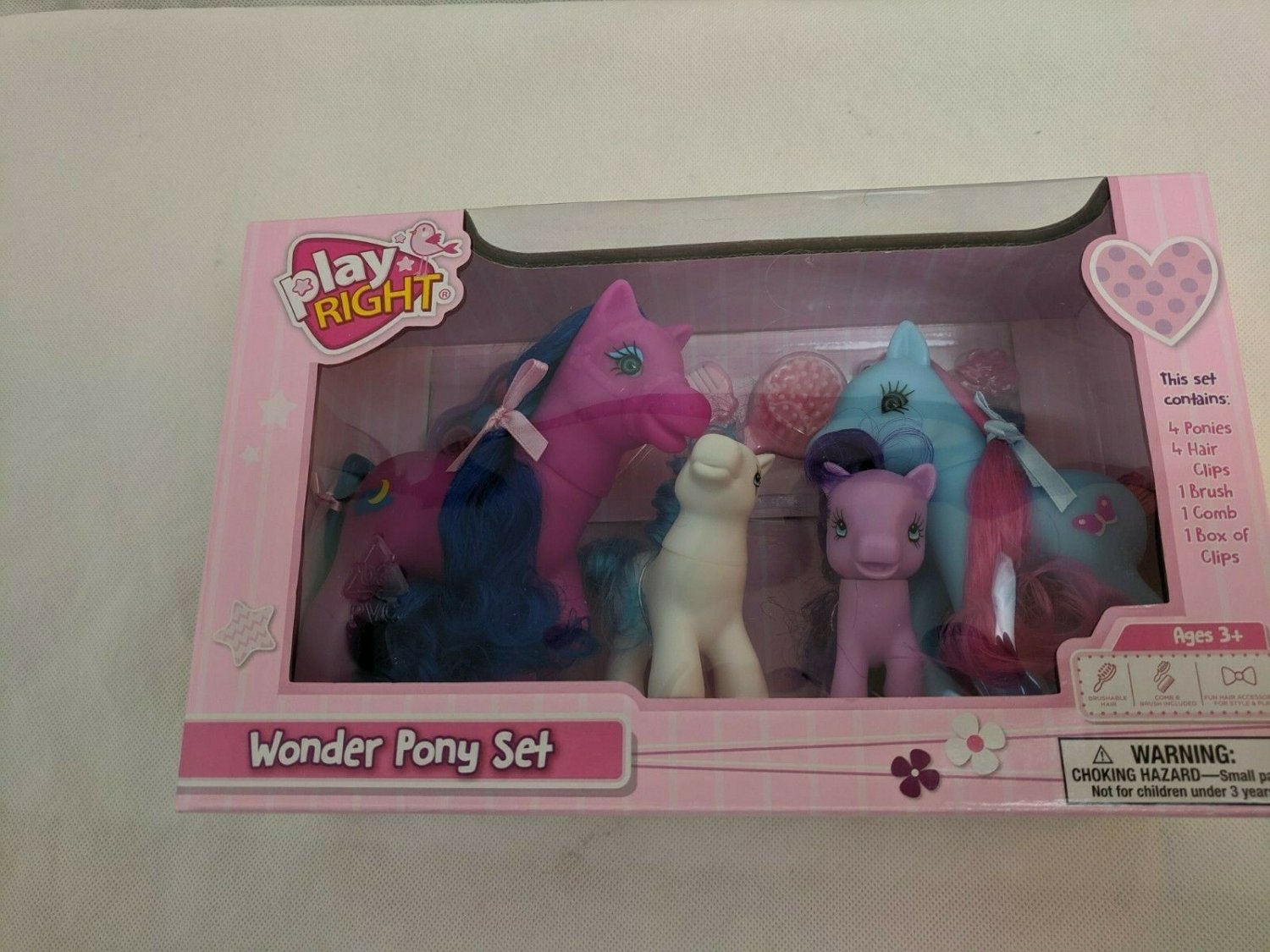 Wonder Pony Set 4-pk Plastic Horses 4.5-2.5" Tall Figures Walgreen Play Right