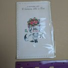 VTG Mini Birthday Gift Card New in Wrapper Cute Kitten & Flowers