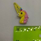 Unicorn Pony Resin Flatback on Metal Kids Hair Clip Yellow & Pink
