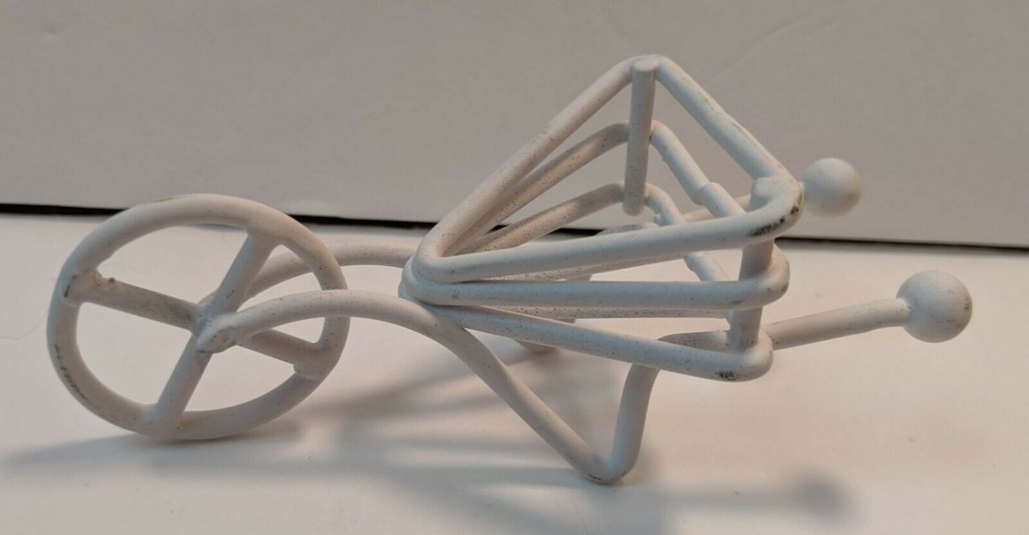 Fairy Garden Miniature Decor Triangle-shaped White Wheelbarrow 4"L x 1.75"W