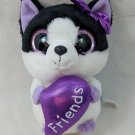 Aurora Yoo Hoo & Friends BIG EYED Kitten w/ Purple HALF HEART 7" Plush Animal