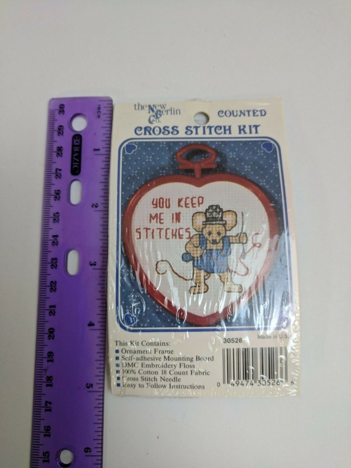 New Berlin Co. Counted Cross Stitch Mini Kit w/ Frame Mouse Keep Me In Stitches