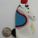 Circus Horse Pink White w/ Blue/Red Plush Finger Puppet Animal 3.5" Tall