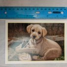 Blank Note Card Gold Lab Puppy Chewing Shoelaces by Jim Lamb