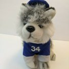 Cardinal Labs Plush Dog Siberian Husky w/ Blue Cap, White/Blue Jersey #34 1997