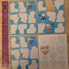 Vintage American Greetings 5 Kitty Girl & Love Stickers - Partial Sheets, Unused