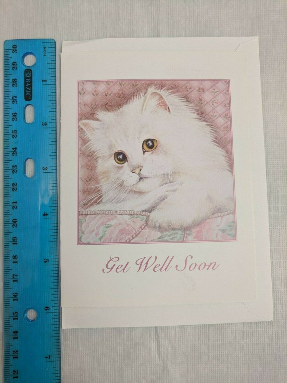 Get Well Soon Card Fluffy White Cat by Melanie Panesh DDFA
