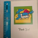 Thank You Card Blue Dog & White/Black Cat Sitting on Couch