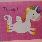 Carlton Thank You Glitter Pegasus Unicorn Pony Blank Card Pink Girly Lot of 6