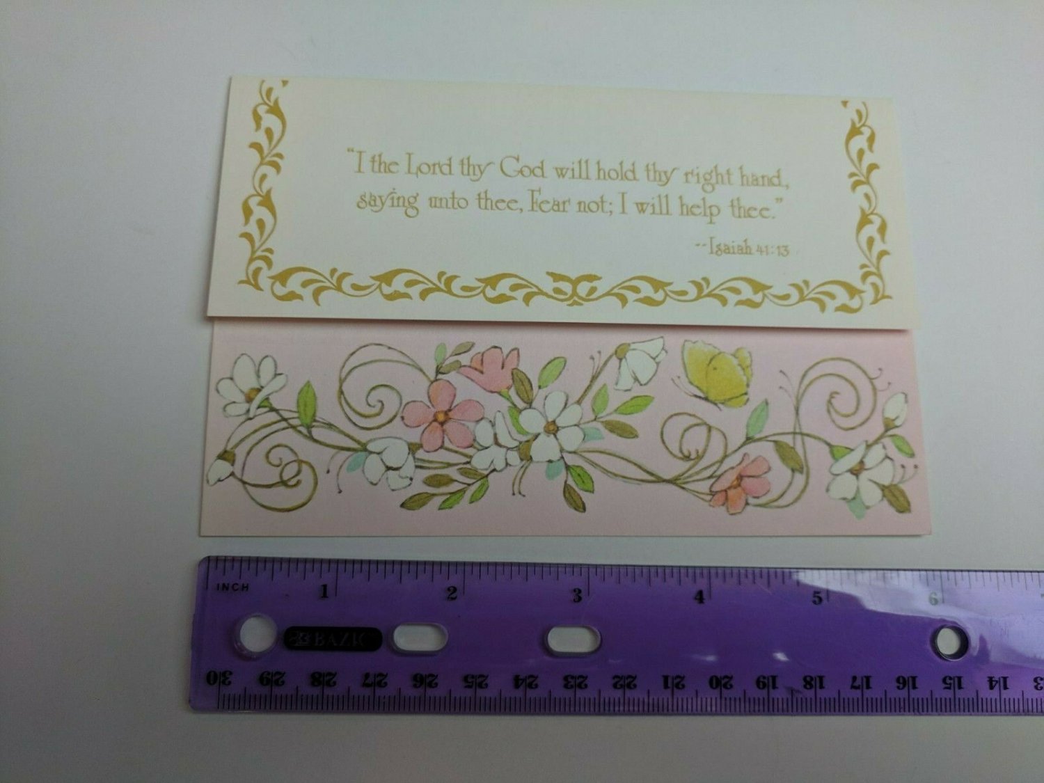 Sunshine Line Vintage Scripture Note Card Isaiah 41:13 Floral