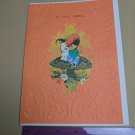 VTG 1970's Get Well Card Orange Embossed, Little Boy & Puppy, Mushroom