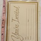 Vintage Hallmark Party Invitations Ivory & Gold 8 Pack Sealed