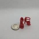 12" Fashion Doll Pair of Red High-heel Center Strap Sandal Shoes for Curve Foot