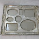 Distressed Shabby Silver Painted Wood Frame 7 Openings Different Sizes/Shapes
