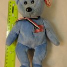 Ty Beanie Baby America Blue Bear Plush STAINED