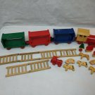 Wood Toy Train & Accessories Lot Red/Blue/Green Played With