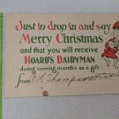 Vintage Christmas Hoard's Dairyman Gift Subscription Card USED