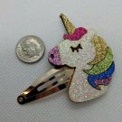 Glitter Felt Unicorn Pony Snap Hair Clip White/Rainbow/Gold
