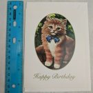 Happy Birthday Card Kitten w/ Blue Bow Fluffy-Kitty by Barnes & Co