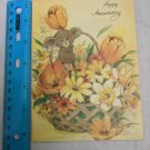 A Select Card VTG Happy Anniversary Mouse & Flower Basket Orange/Yellow/Green