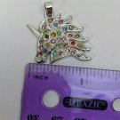 Unicorn Pony Head 25mm Rainbow Rhinestone Pendant Costume Jewelry