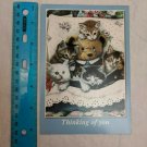 Blank Note Card Thinking of You Kittens Reading w/ Teddy Bear by Jenny Newland
