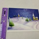 Fantus Paper Products Christmas Holiday Card Unused Snowy Churches Night Sky