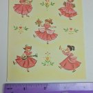 Vintage Hytone Blank Note Card Thin Paper, Girls in Pink Dresses, Music