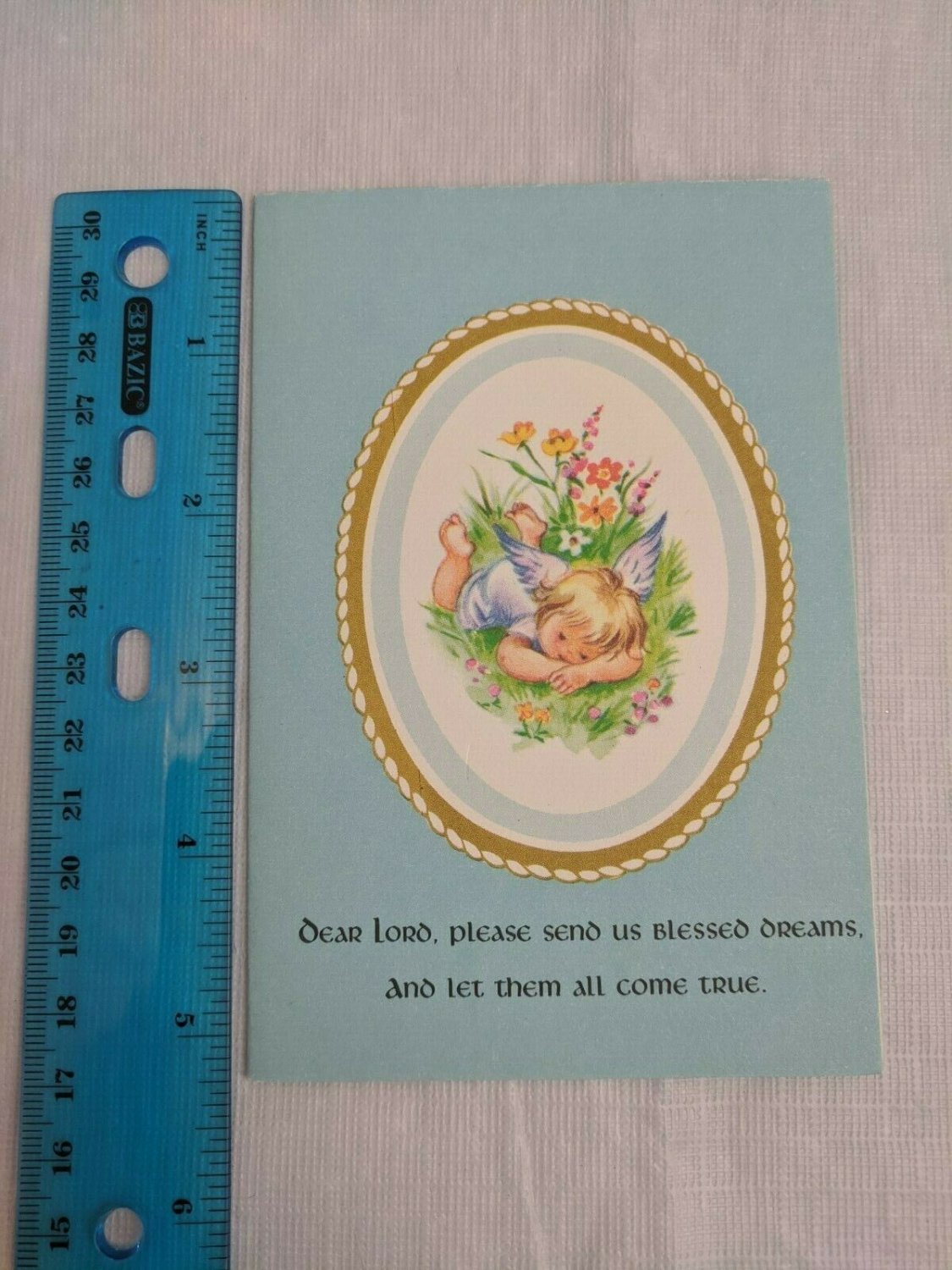 Rust Craft Brownie Card Angel Sleeping in Grass Please send us blessed dreams