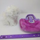 Bratz Petz Dogz White Fluffy Puppy Plush Toy w/ Purple/Magenta Purse